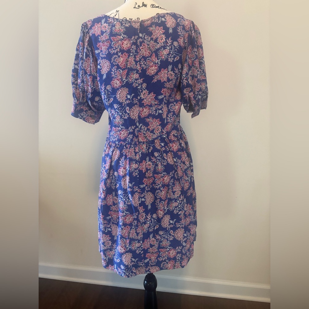 LOFT Blue and Pink Floral Midi Dress